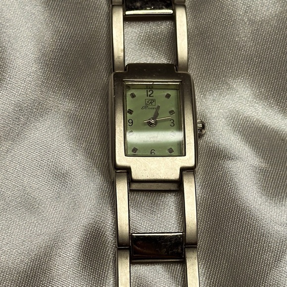 Riviera Jewelry - Riviera Water Resistant Link Watch Silver/Seagreen Face - Needs Battery